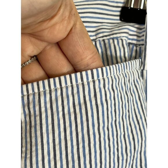 Lands End Pant Women 24W Blue Striped Slim Chino Ankle Neutral Preppy Retro 80s - Picture 8 of 13